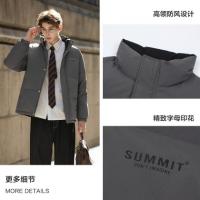 唐狮2026冬季男短款羽绒服净色小标撞色立领简约面包服加厚保暖