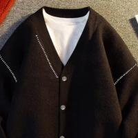 【小灯塔】唐狮2024秋冬新款男士毛衣针织开衫复古车明线撞色休闲