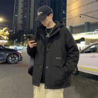 唐狮2026秋冬季短款羽绒服男连帽黑色潮流百搭保暖加厚羽绒外套