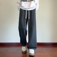 唐狮菠萝格裤子男款25秋季拼接设计感弯刀阔腿裤直筒宽松休闲长裤