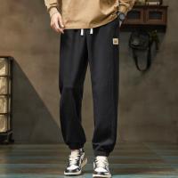 唐狮25秋季新款男休闲裤抽绳针织束腿潮流时尚设计黑色运动长裤