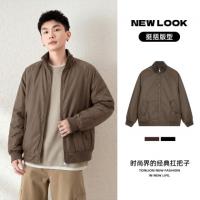 唐狮2026秋冬季短款棉衣男立领仿皮pu厚外套防寒保暖黑色棕色时尚