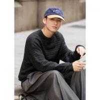 唐狮2026秋季男士圆领毛线衫暗纹肌理绞花小众设计感慵懒风毛衣