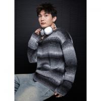 唐狮2025秋冬季毛衣男圆领套头渐变粗纹肌理毛织毛线衫百搭