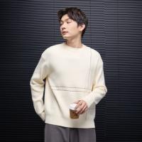 唐狮2026新款秋冬季毛衣男套头圆领明线设计慵懒风高级感毛线衫