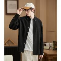 唐狮2026秋冬季新款长袖衬衫男精致刺绣灯芯绒翻领休闲时尚百搭