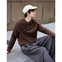 唐狮2026秋冬季新款毛衣男圆领净色半开胸美拉德时尚百搭毛线衫