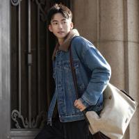 唐狮2026秋冬新款外套男仿羔毛领拼接宽松复古牛仔外套休闲风百搭