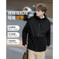 唐狮2026秋冬季短款外套摇粒绒加厚保暖连帽黑色宽松休闲风百搭