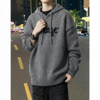 唐狮2025情侣款毛衣连帽前胸字母提花毛线衫美式复古休闲风时尚