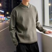 唐狮2026秋冬季毛衣男假两件翻领潮流毛线衫时尚宽松简约风设计感