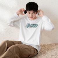 唐狮2025春季新款男长袖t恤男前胸大图案设计感潮印花圆领长袖T恤