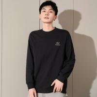 唐狮春秋季新款纯色长袖T恤男士衣服潮流白色圆领内搭打底衫