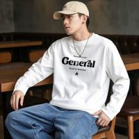 唐狮2026春款男士t恤长袖前胸大文字潮款纯棉港风男宽松上衣打底