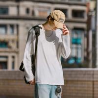 唐狮2026春秋新款白色长袖T恤男纯棉百搭宽松简约打底衫上衣服潮t