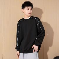 唐狮春秋季新款圆领卫衣男士美式宽松纯色上衣休闲潮简约卫衣