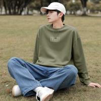 唐狮2026春秋款男士卫衣男休闲卫衣男款男前片厚板印圆领卫衣