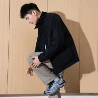 唐狮2026秋季新款男外套黑色翻领上衣简约工装夹克宽松百搭上衣潮