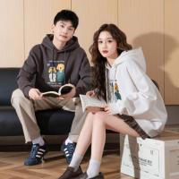 唐狮秋冬新款情侣卫衣外套保暖青少年宽松上衣连帽衫好看百搭