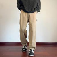 唐狮2026春秋季男士休闲裤宽松直筒长裤潮流卡其色设计感显瘦时尚