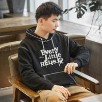 唐狮2026新款秋季男连帽卫衣男款大字母印花车明线独特设计感美式