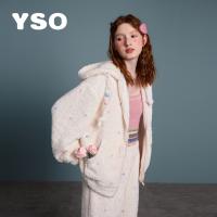 yso【礼物系列】睡衣女冬季加绒连帽长袖开衫保暖外套家居服套装D