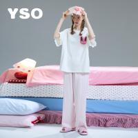 yso【邦尼兔系列】睡衣女夏短袖长裤印花甜美可外穿家居服套装B