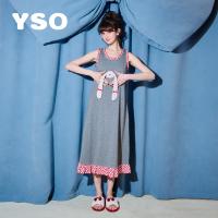 yso【礼物系列】睡裙女夏季无袖长款甜美可爱邦尼兔家居服睡裙B