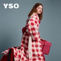 yso【礼物系列】睡衣女格子长款外套女秋冬加厚保暖百搭开衫睡袍D