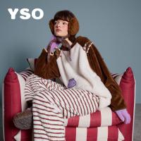 yso【小马系列】睡衣女法兰绒加厚保暖条纹睡衣可爱家居服套装D