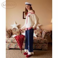 Gukoo/果壳睡衣女春秋款HelloKitty联名新款纯棉甜美家居服套装C