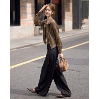 【轻量出行日】秋季条纹肌理立领开衫轻薄莱赛尔短款休闲女式外套