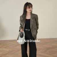 【新中式通勤风】秋肌理印花面料气质简约双排扣西装外套