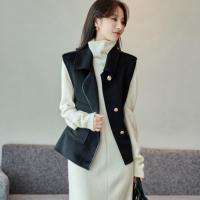 【时尚通勤】冬季季纯色简约百搭时尚休闲呢马甲女