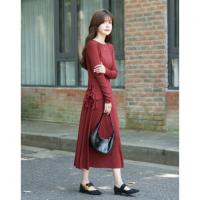 【优雅慢生活】2025冬含绵羊毛针织套装一字领上衣A字半裙女两件套