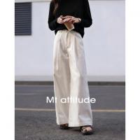 【美式街头风牛仔裤】夏季气质宽松白色纯棉阔腿裤