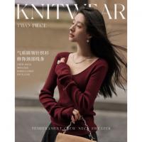 【针织两件套】秋季复古优雅不对称袖口线衫披肩高领罩衫女针织衫