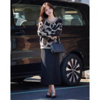 【豹纹飒出圈】2025冬复古风圆领提花线衫宽松含绵羊毛针织衫女上衣