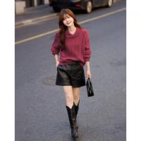 【裹藏温暖】2025冬复古风翻领绞花线衫设计感慵懒舒适针织衫女上衣