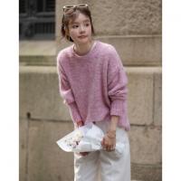 【花式豆豆纱】秋季韩风圆领线衫慵懒风软糯含绵羊毛针织衫女上衣