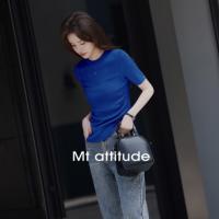 【百搭圆领】夏季时尚别致打褶纯色短袖针织T恤女