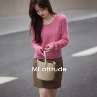 【精致时尚撞色】秋精致时尚圆领套头长袖百搭针织衫