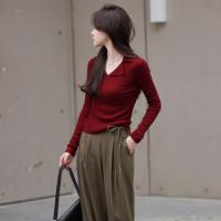 【云柔感呼吸】秋含绵羊毛Polo领线衫藏肉贴肤针织衫女上衣