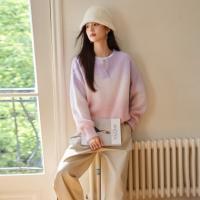 【时尚复古】秋季时尚复古小V领梦幻渐变套头针织衫