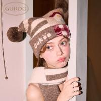 Gukoo/果壳冬季帽子2025年新款保暖米咖色针织帽