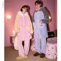 Gukoo/果壳情侣睡衣冬季珊瑚绒保暖新款迪士尼联名男家居服套装D