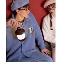 Gukoo/果壳情侣睡衣冬季半边绒保暖新款史努比联名女家居服套装D