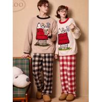 Gukoo/果壳情侣半边绒睡衣冬季新款红色新年女睡衣史努比男家居服D