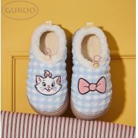 Gukoo/果壳拖鞋女冬季玛丽猫联名新款格子加绒保暖女士居家棉拖鞋