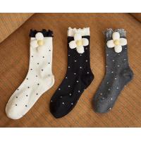 Gukoo/果壳中筒袜女春秋款立体小花新款波点百搭女士袜子组合